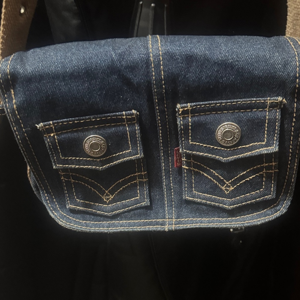 Levi's Denim Crossbody Bag with Tan Stitching